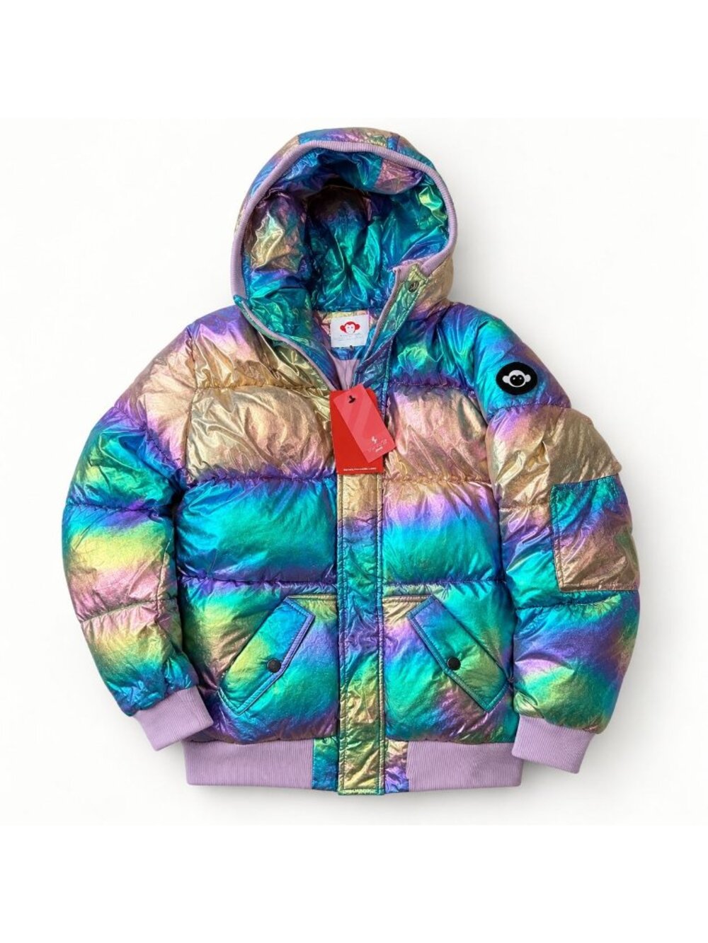 Girls Size 14 Winter Coat Down Puffer Insulated Hooded Metallic Rainbow Appaman